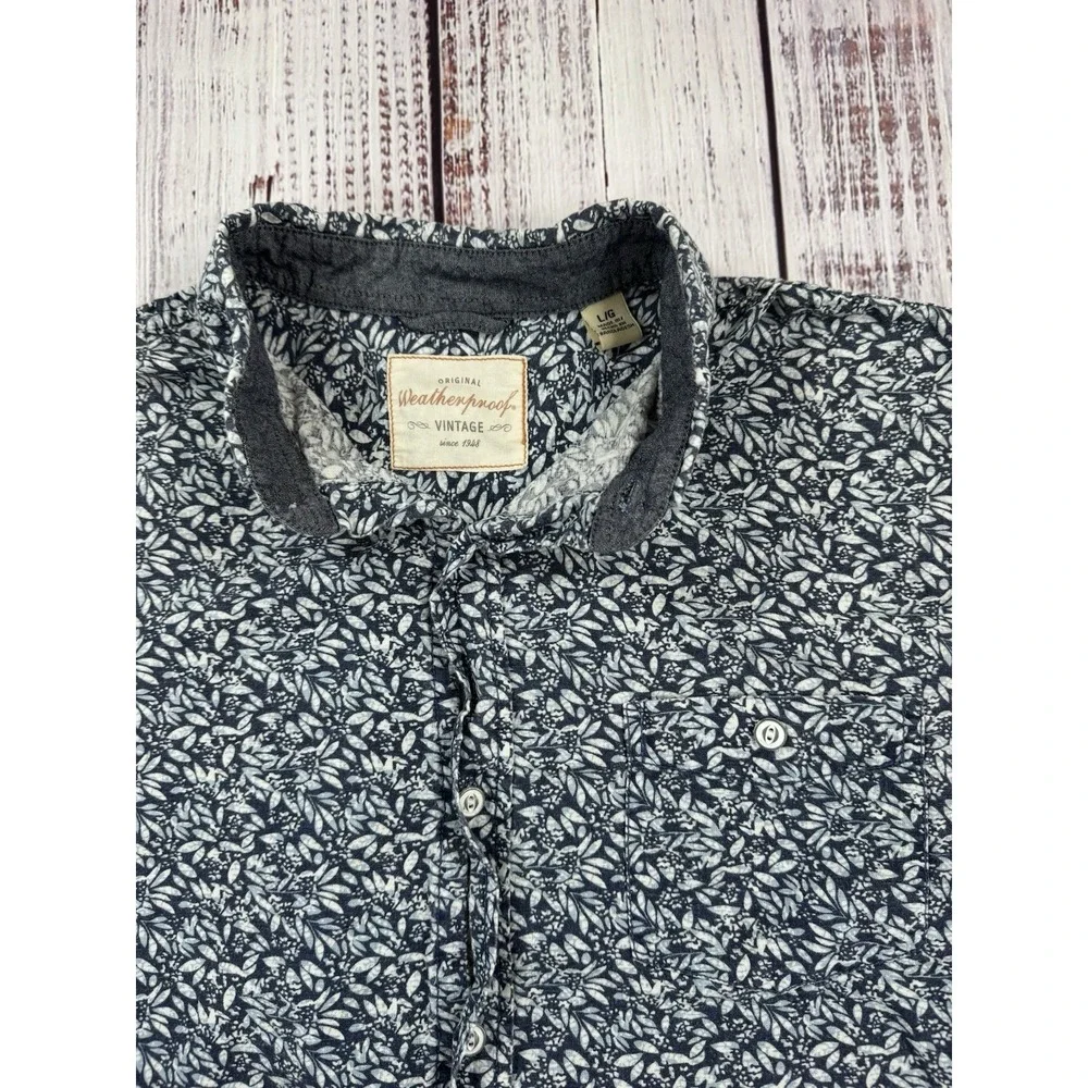 Original Weatherproof Vintage Men's Large Short Sleeve Button Down Light Floral